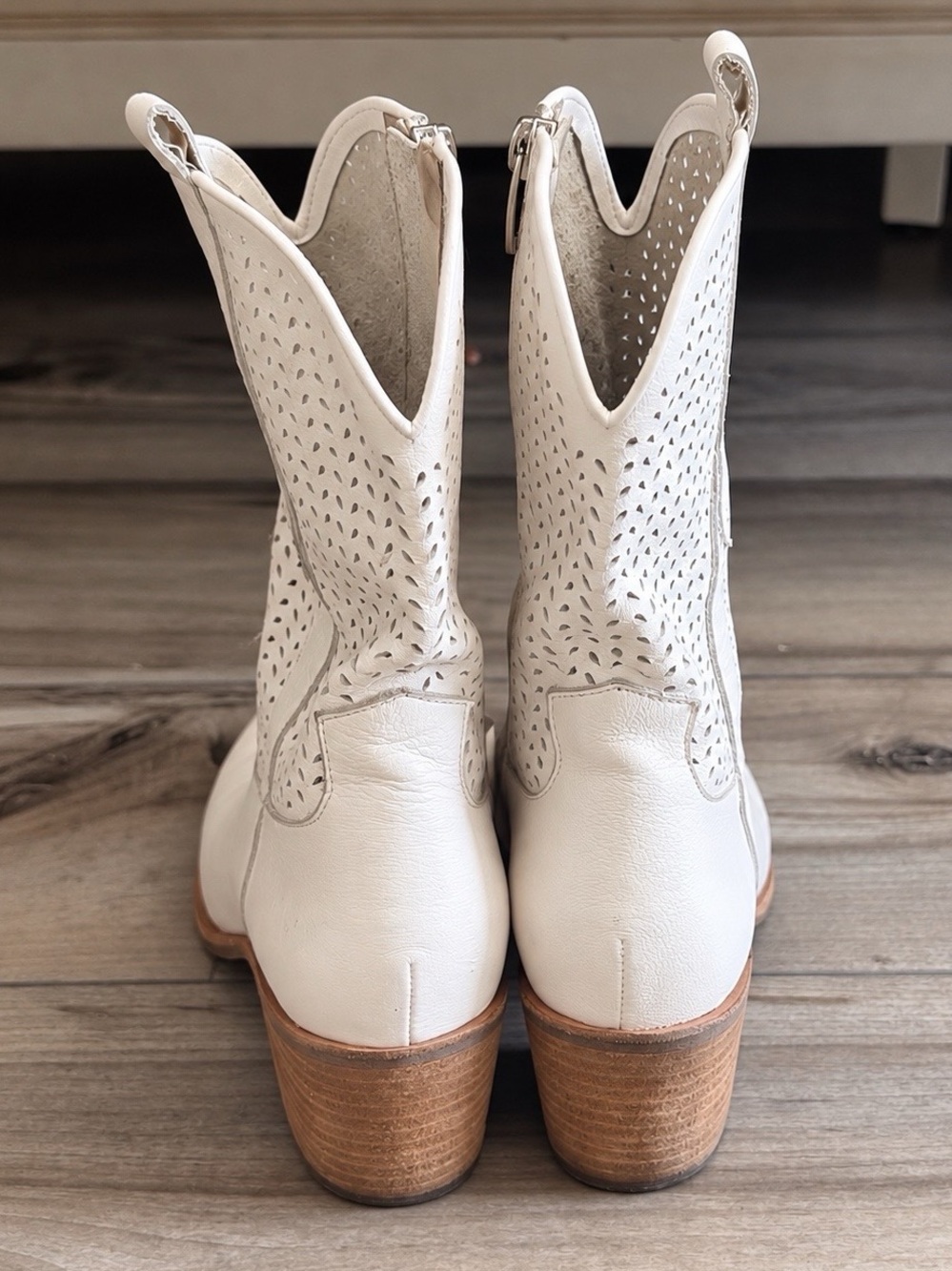 Anthropologie Silent D Cream Leather Western Boots EU 37 - Picture 4 of 10